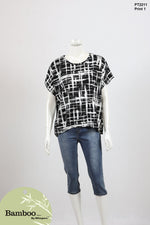 Printed Bamboo Top - Black/White