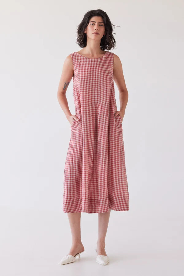 Paloma Sleeveless Dress - Burnt Sienna Gingham