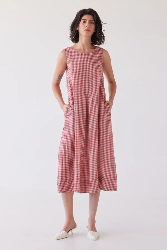 Paloma Sleeveless Dress - Burnt Sienna Gingham