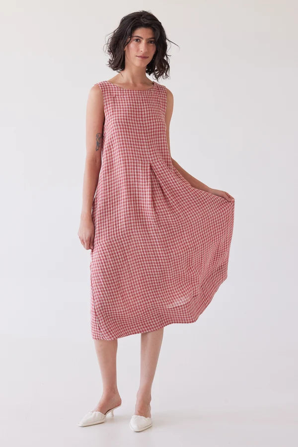 Paloma Sleeveless Dress - Burnt Sienna Gingham