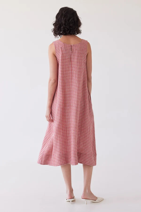 Paloma Sleeveless Dress - Burnt Sienna Gingham