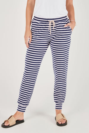 Everyday Pant - Navy/White Stripe