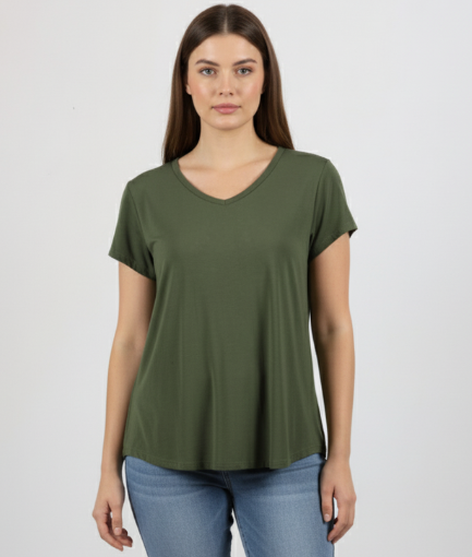 Bamboo Cap Sleeve Tee - Olive
