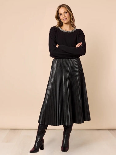 Florence Pleat Skirt- Black