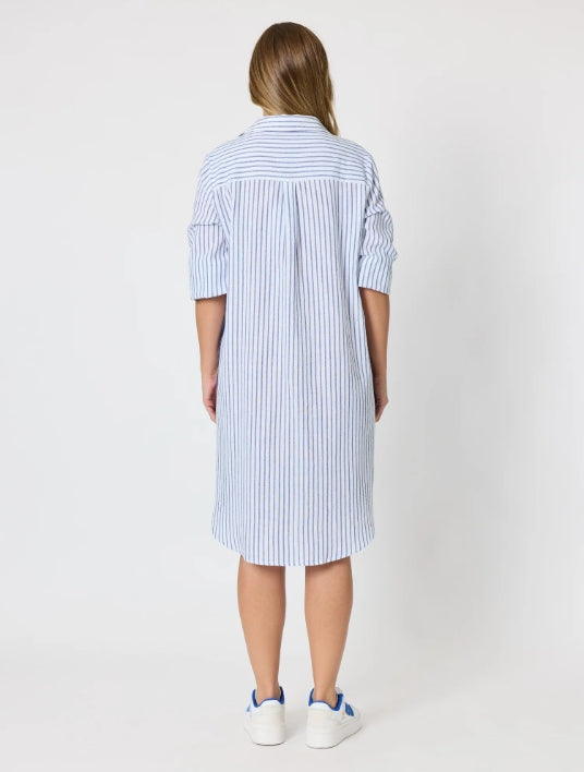 Coast Stripe Shirtdress - Blue/White