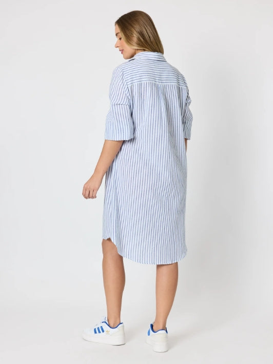 Coast Stripe Shirtdress - Blue/White
