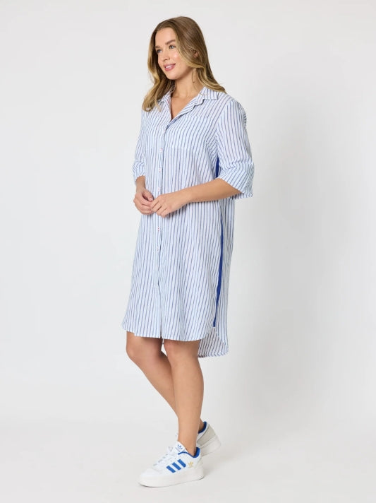 Coast Stripe Shirtdress - Blue/White