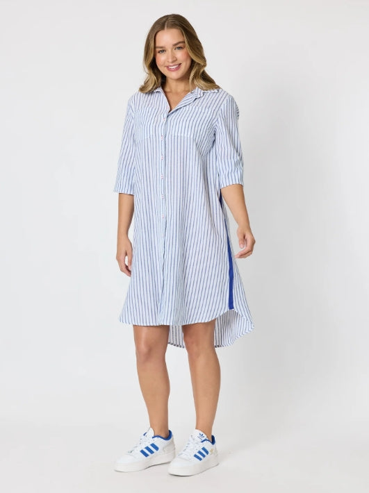Coast Stripe Shirtdress - Blue/White
