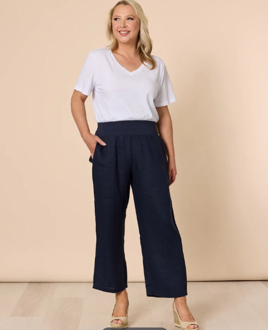 Lara Wide Leg Pant - Navy