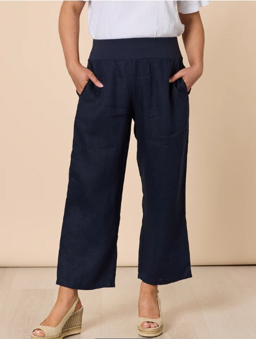 Lara Wide Leg Pant - Navy