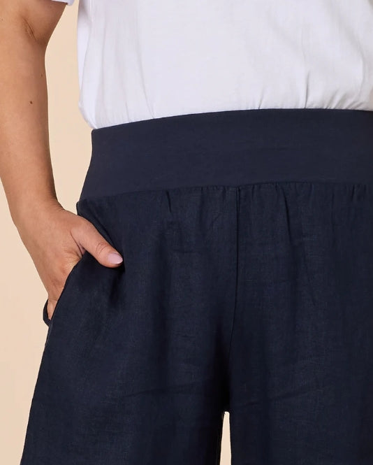 Lara Wide Leg Pant - Navy