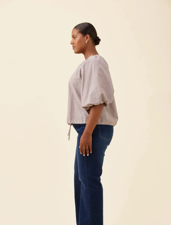 Lyndell Drawstring Top - Taupe