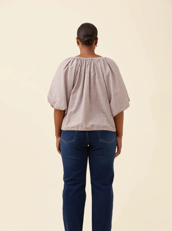 Lyndell Drawstring Top - Taupe
