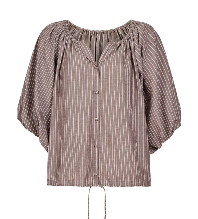 Lyndell Drawstring Top - Taupe