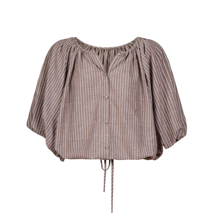 Lyndell Drawstring Top - Taupe