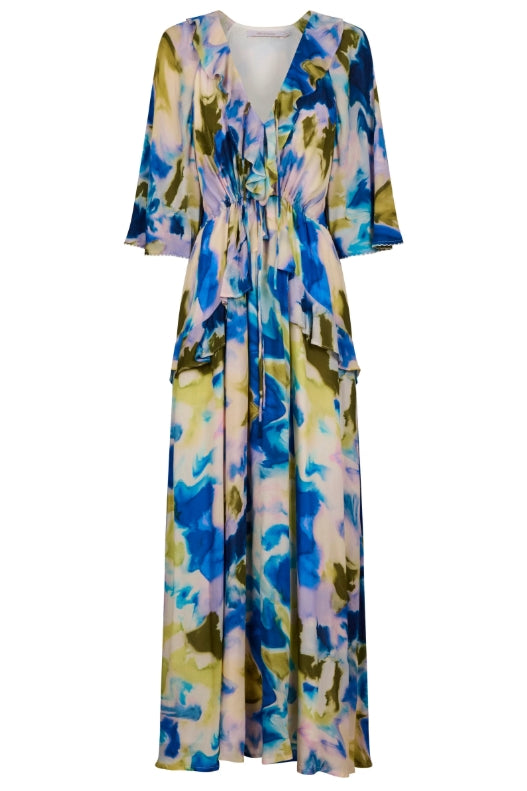 Frida Frill Maxi Dress - Watercolour