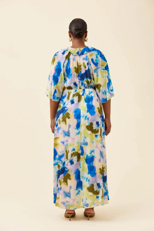 Frida Frill Maxi Dress - Watercolour