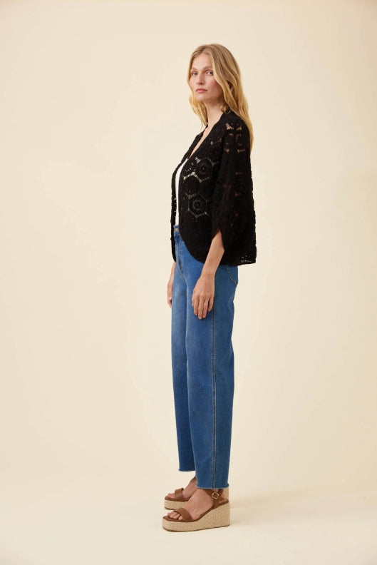 Maggie Crochet Cape - Black