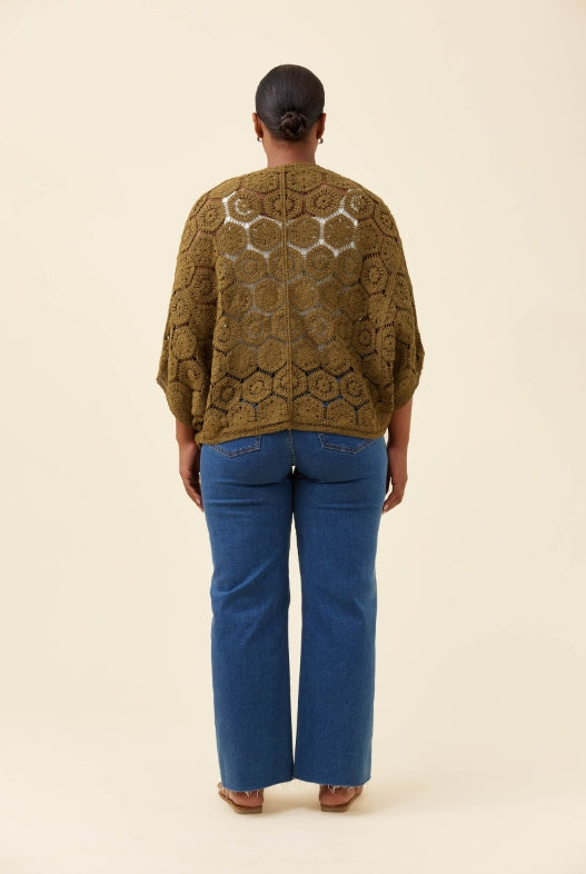 Maggie Crochet Cape - Olive
