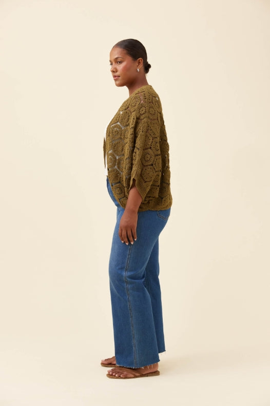 Maggie Crochet Cape - Olive