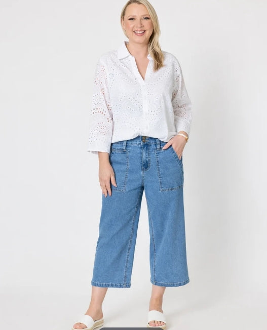 Hudson Wide Leg Crop Jean - Denim