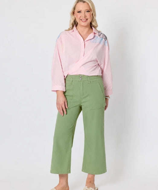 Hudson Wide Leg Crop Jean - Fern
