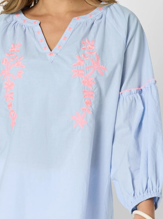 Coral Coast Top - Pale Blue