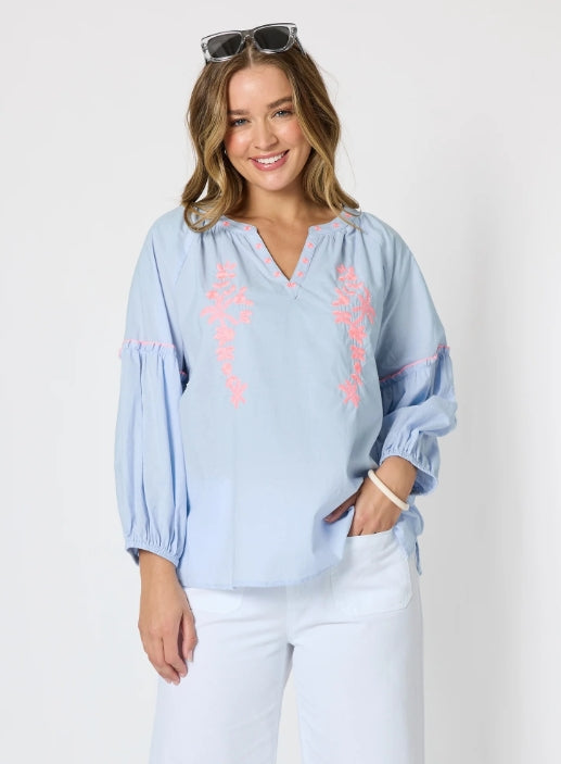 Coral Coast Top - Pale Blue