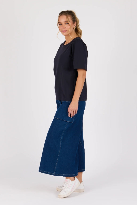 Flutter Sleeve Tee - Navy