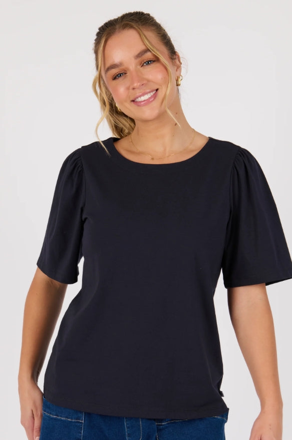 Flutter Sleeve Tee - Navy