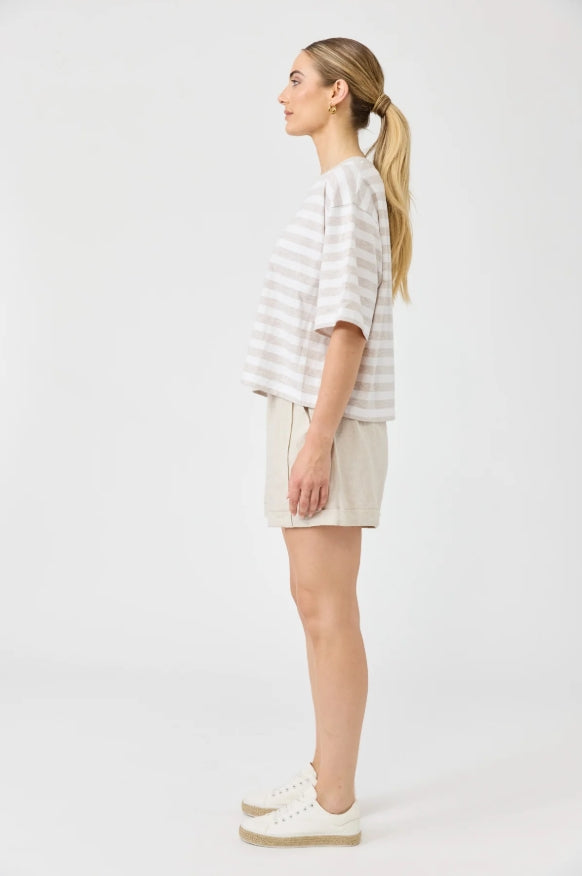 Studio Stripe Tshirt - Stone