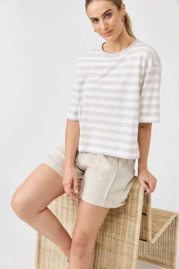 Studio Stripe Tshirt - Stone