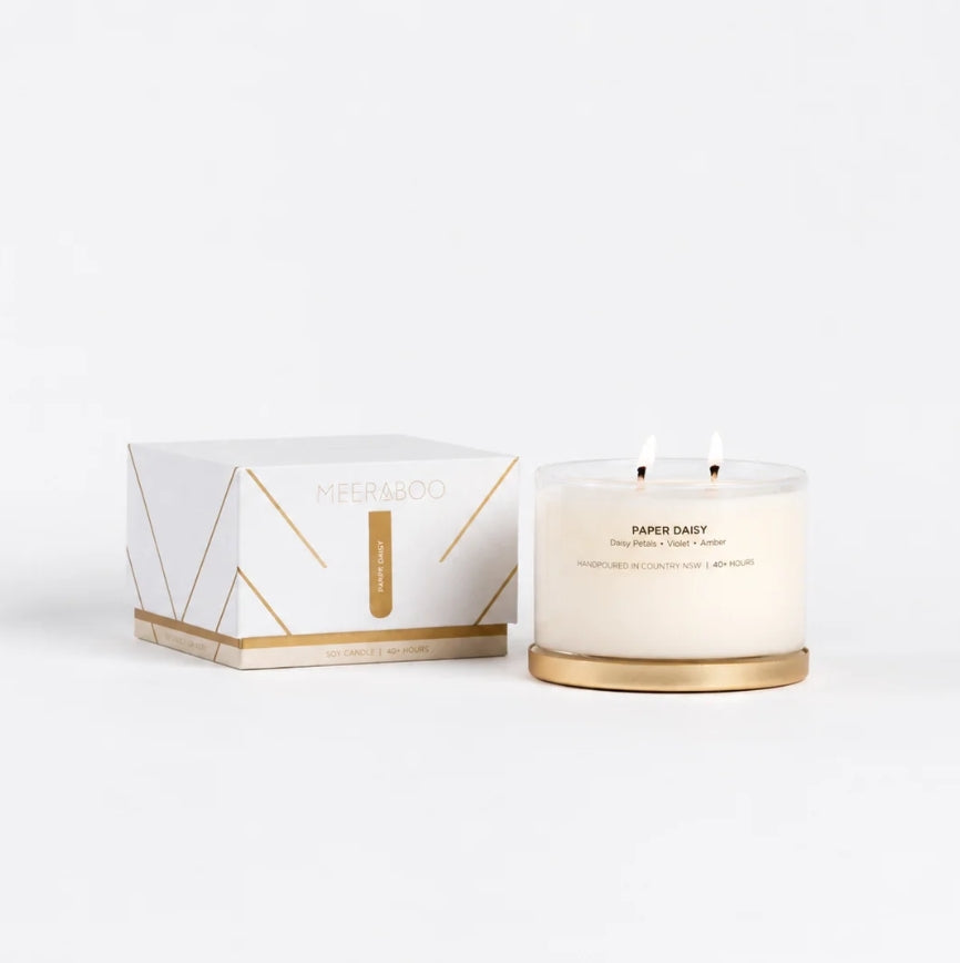 Paper Daisy Gold Lid Soy Candle