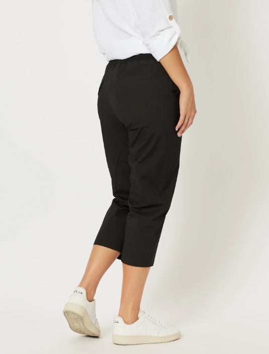 Santorini Cotton Capri Pant - Black