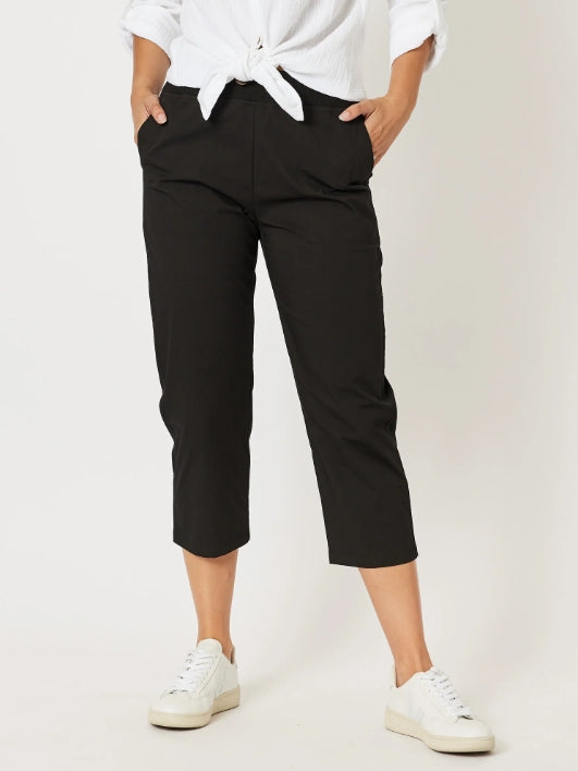 Santorini Cotton Capri Pant - Black