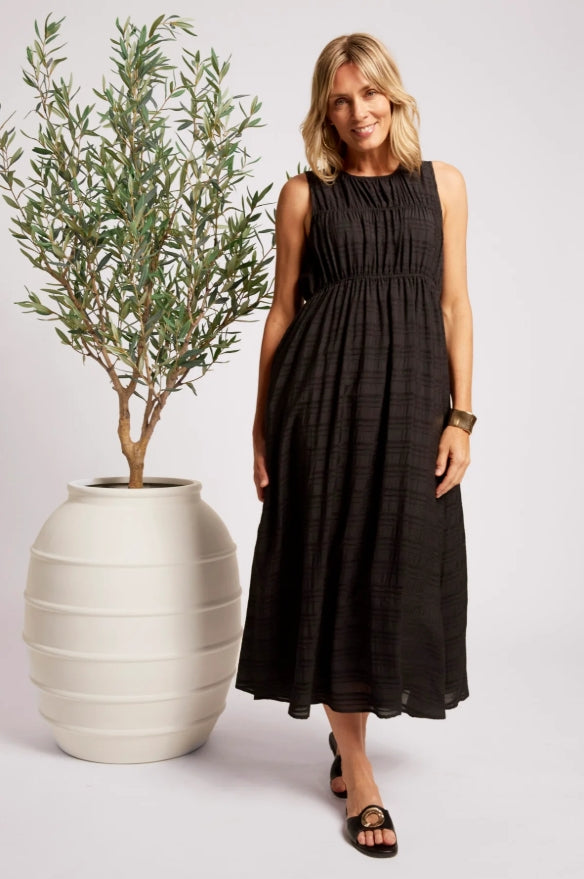 Sovana Ruched Maxi Dress - Black