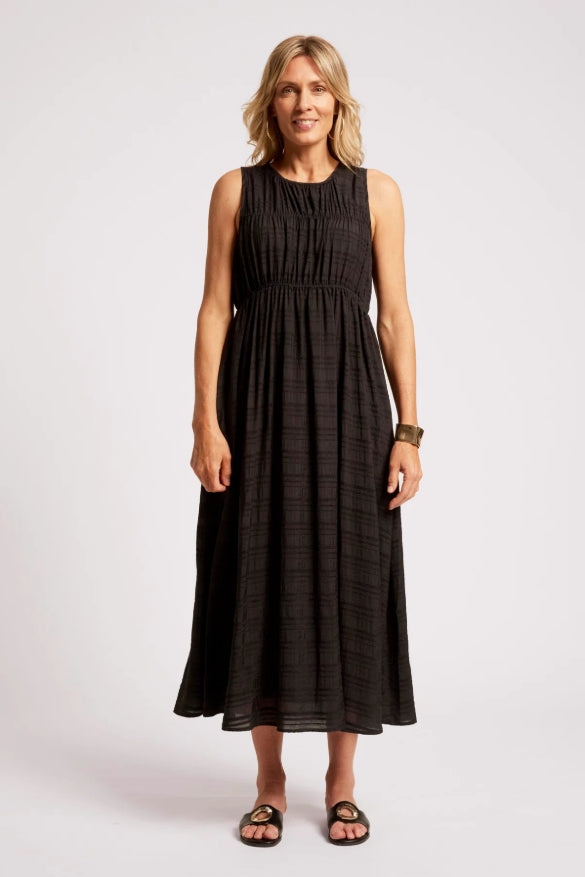 Sovana Ruched Maxi Dress - Black