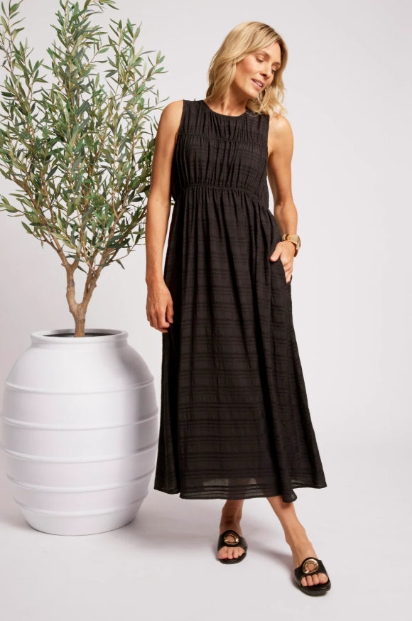Sovana Ruched Maxi Dress - Black