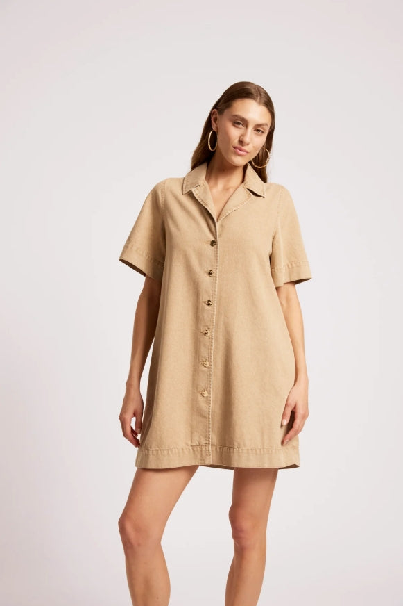 Dusk Denim Shirt Dress - Dune