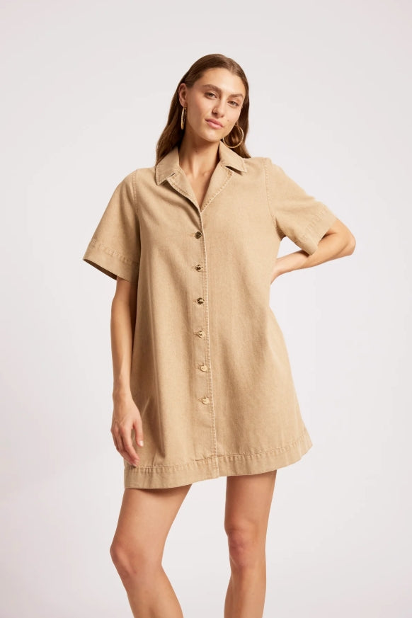 Dusk Denim Shirt Dress - Dune