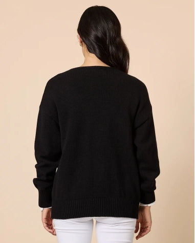 Manhattan Zip Cardi- Black