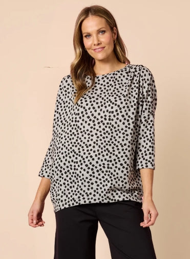 Clara Spot Top- Grey Marle