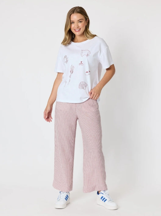 City Stripe Pant - Red/White