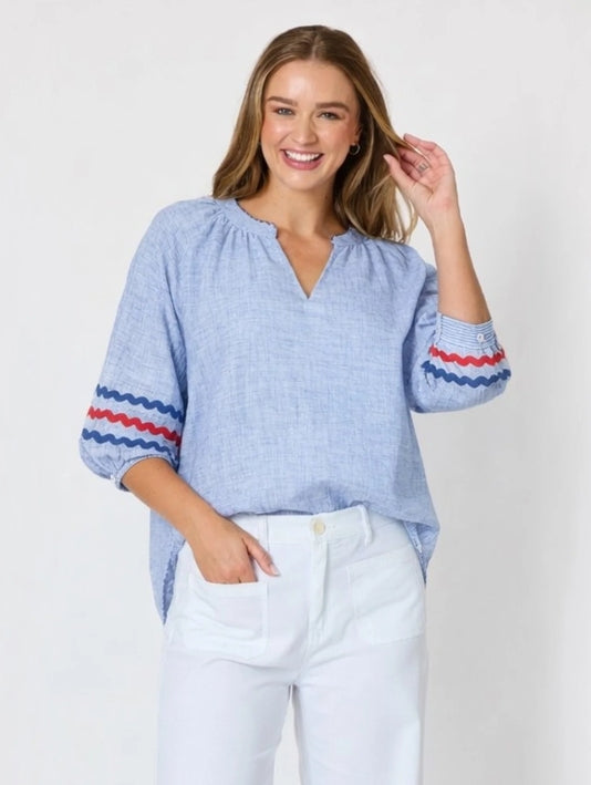 Canopy Ric Rac Top - Chambray