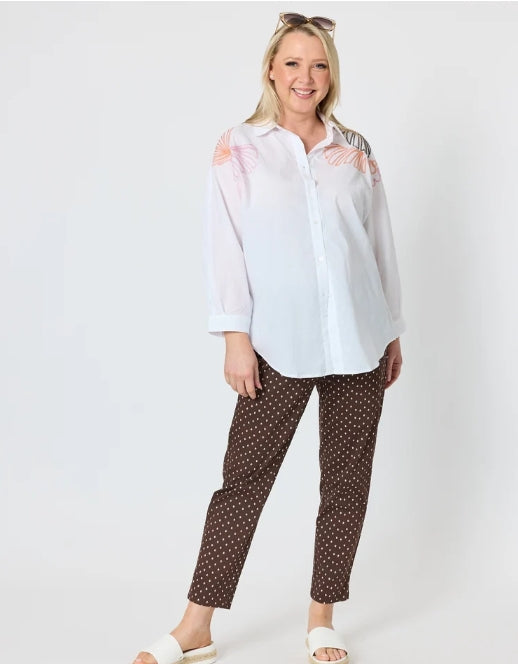Shell Print Pant - Mocha