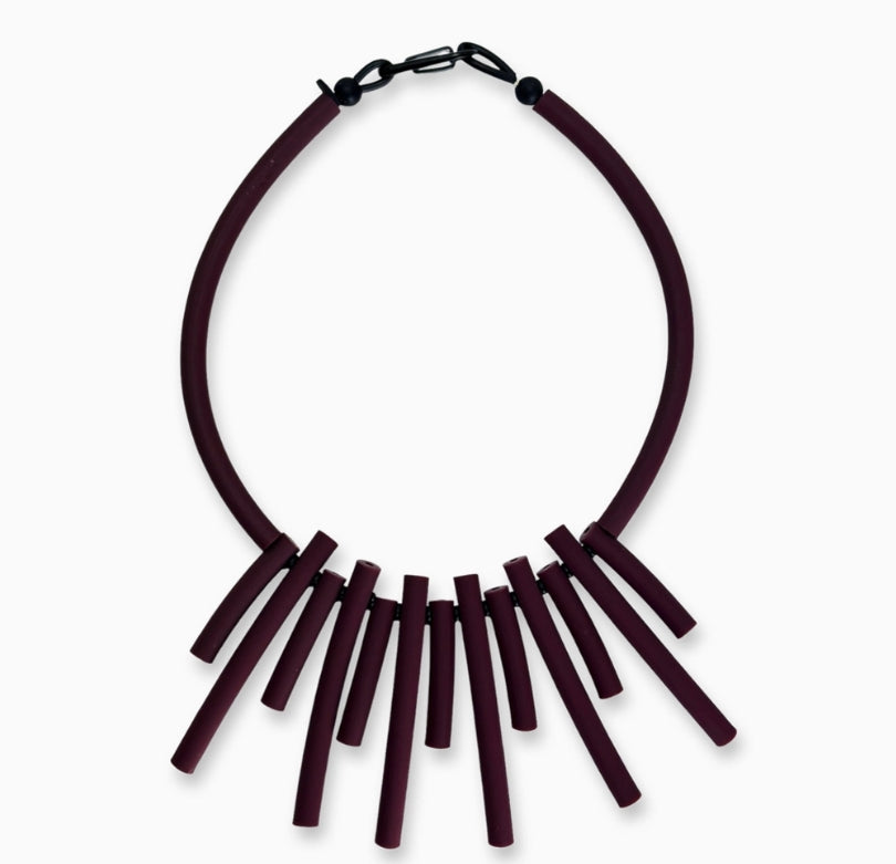 Twig Rubber Necklace - Burgundy
