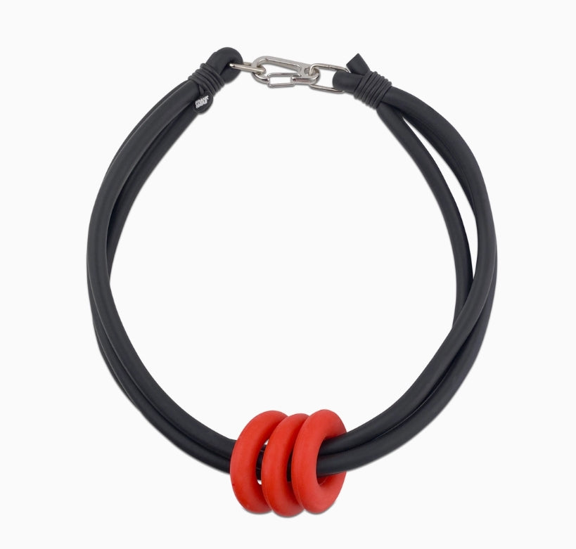 Frank Ideas Rubber Triple Ring Necklace - Red