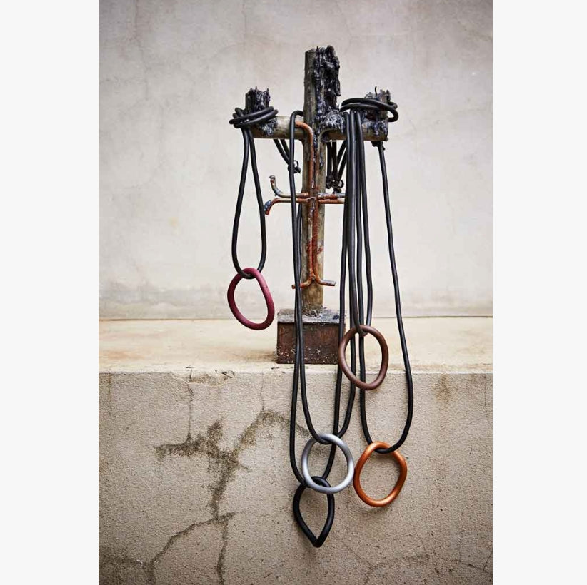 Long Rubber Pendant: O Necklace - Bronze