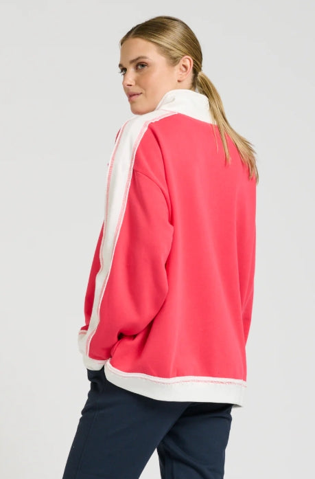 Barb Baggy Sweatshirt - Red with Ivory Trim