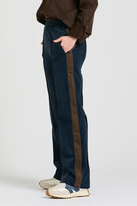 Lucile Pant - French Navy & Chocolate Stripe